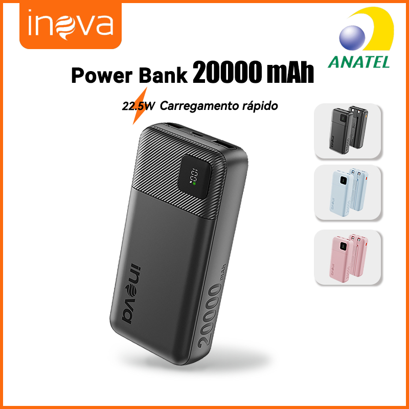 Inova 20000mAh Carregador Portátil tipo c Carregamento Rápido USB 22,5W Compatível com Android/iOS