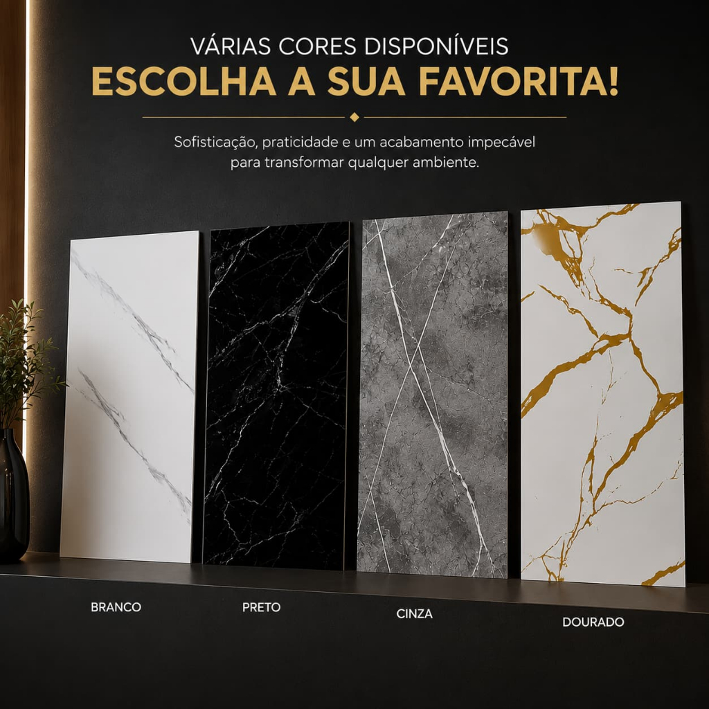 Kit Placas Adesivas Mármore Parede Autocolante Painel 3D Porcelanato 30X60