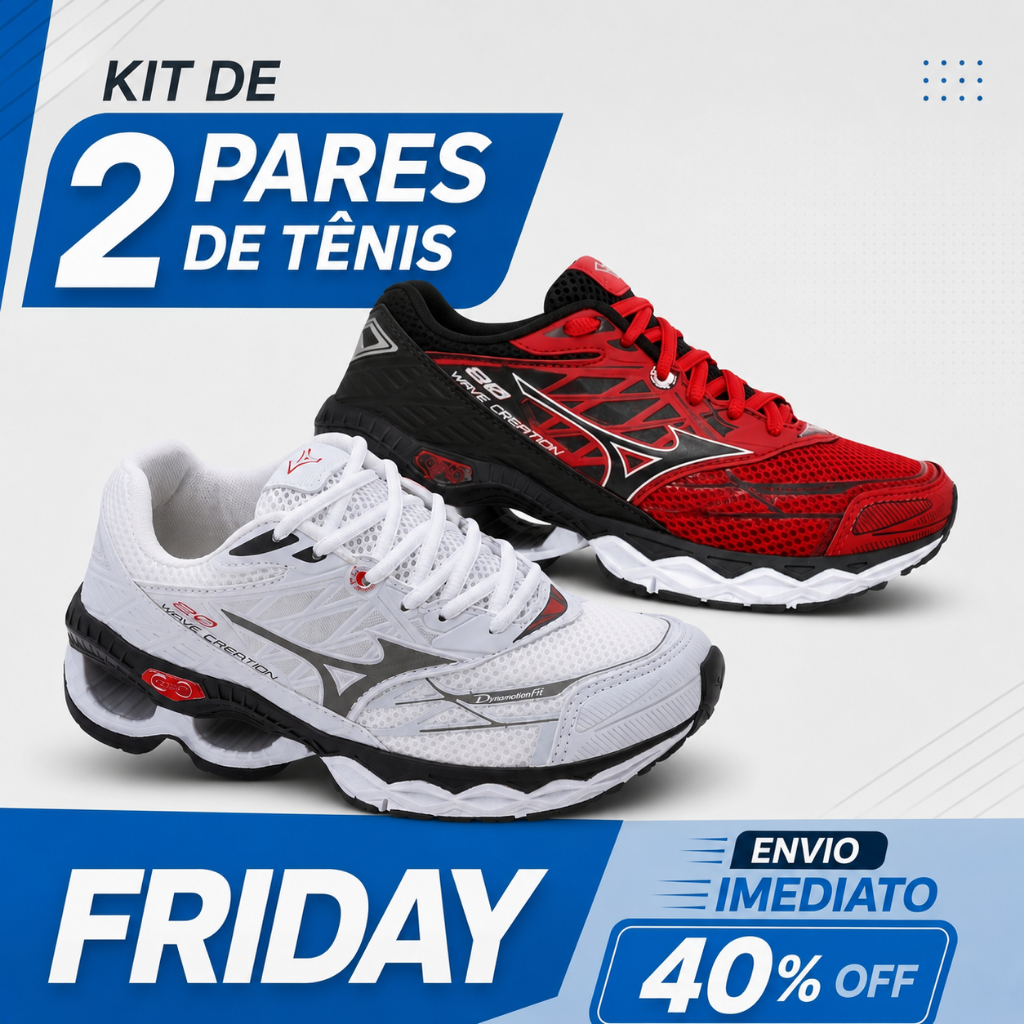 Kit 2 Pares Tênis Para Academia e Corrida com Amortecimento
