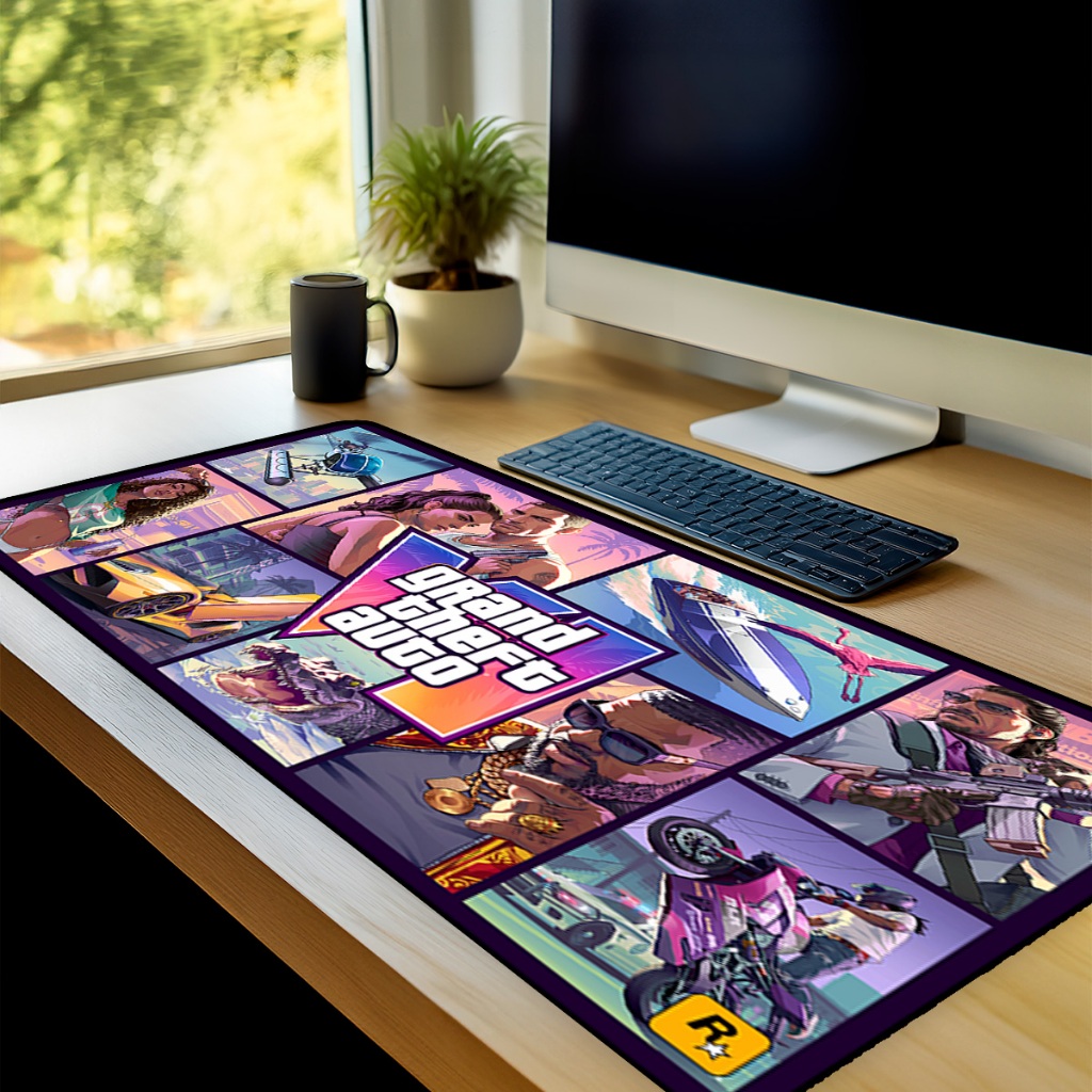 Mouse Pad Grande Gta 6 Antiderrapante Gamer Premium Borda Costurada Lançamento