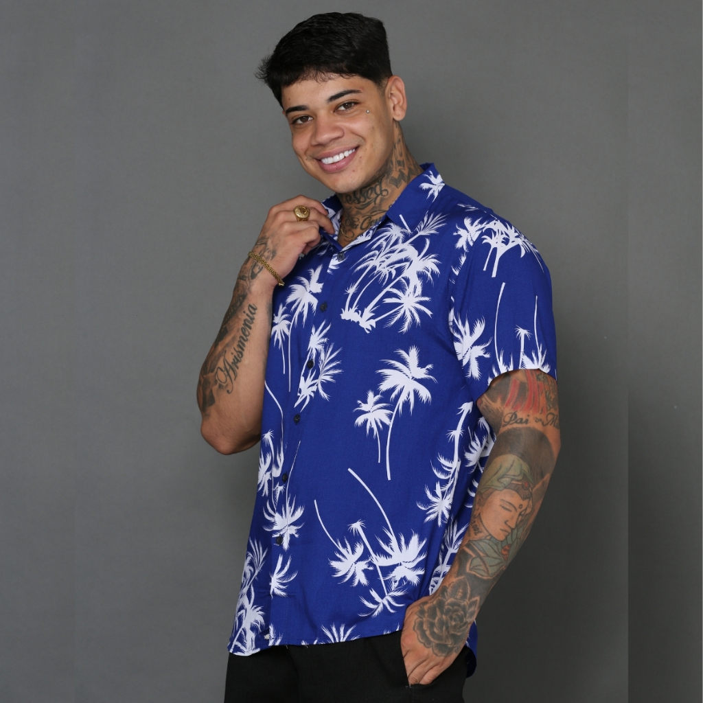 Camisa Masculina Social Floral Florida Estilo Hawaiano Moda VERÃO