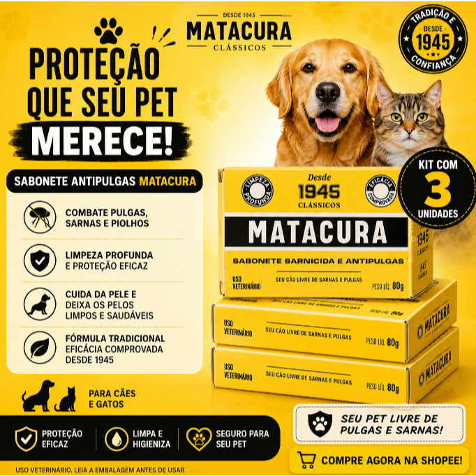 KIT 3 SABONETES SARNICIDA E ANTIPULGAS MATACURA
