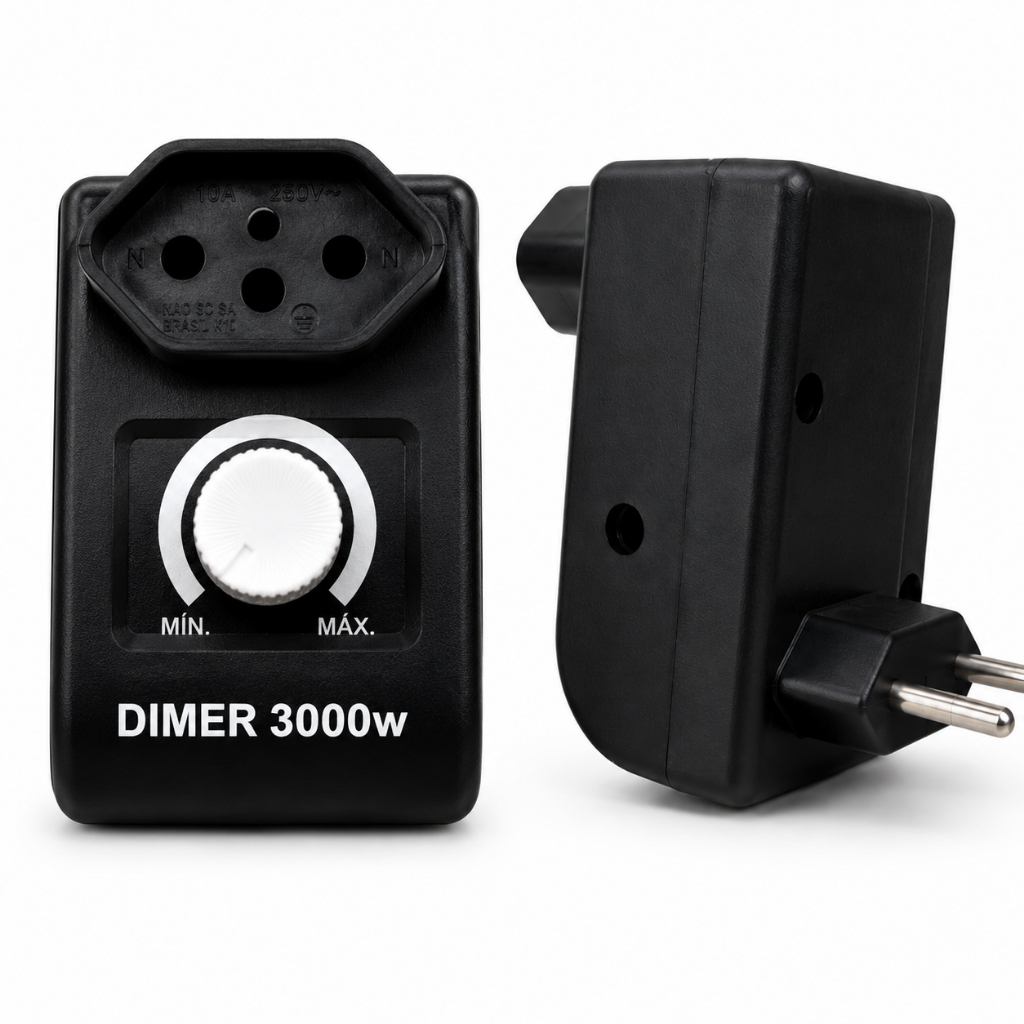 Dimmer Bivolt 3000W com Tomada Controlador para Lixadeira Esmerilhadeira Furadeira 110 220V