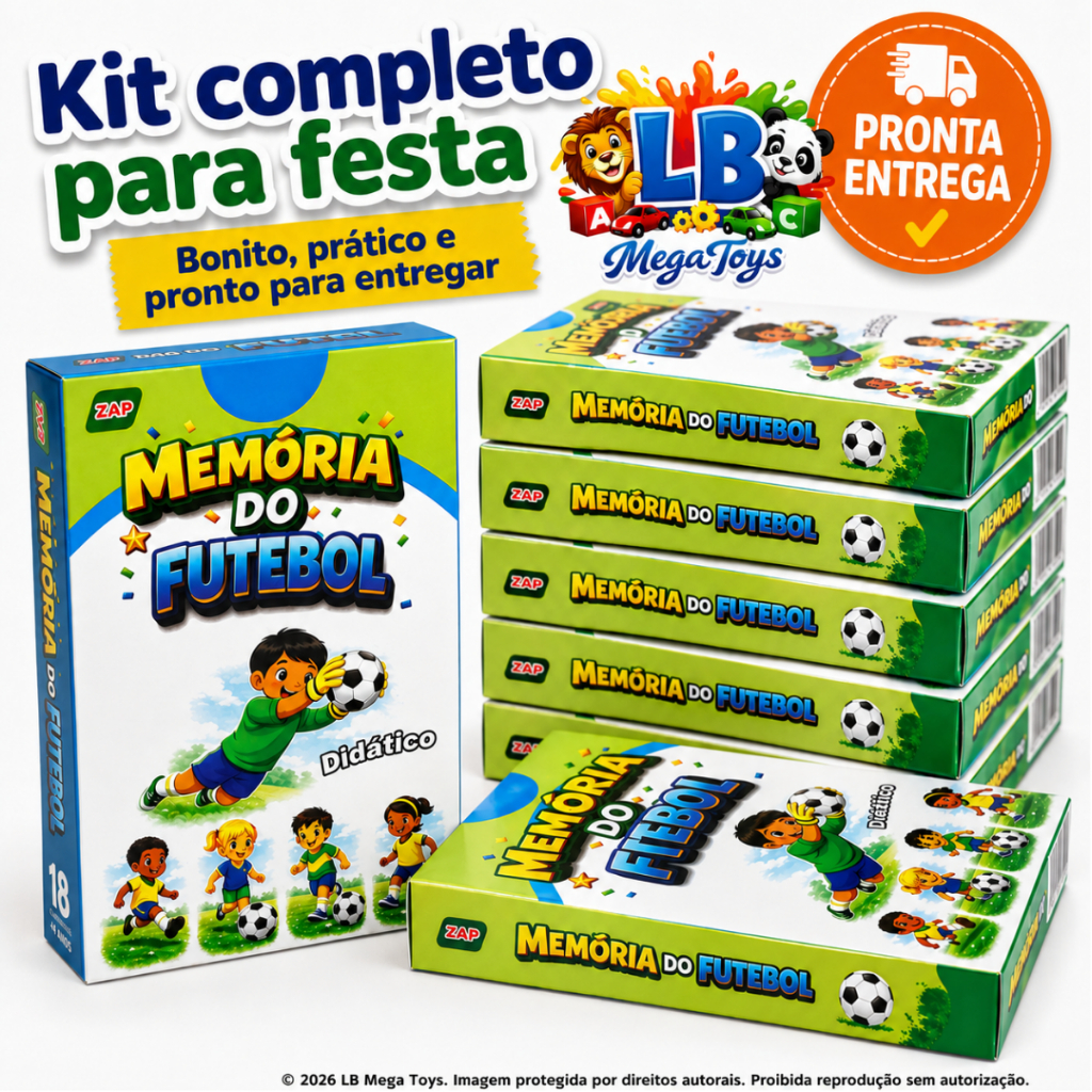 Kit 3 até 30 Caixinhas Jogo da MEMÓRIA DO FUTEBOL COPA BRASIL Educativo para Crianças festas Lembrancinha
