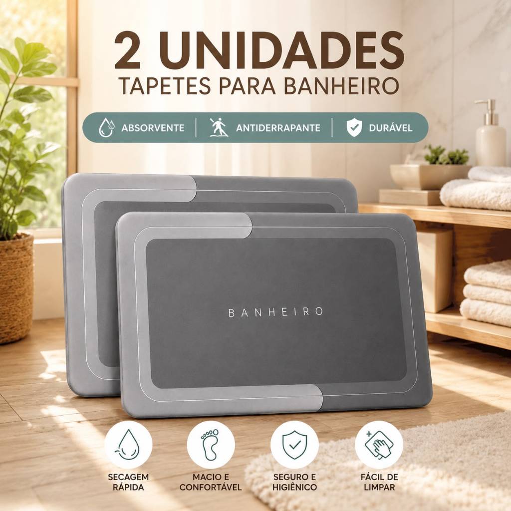 Tapetes para Banheiro Absorvente Antiderrapante Secagem Rápida Macio Durável