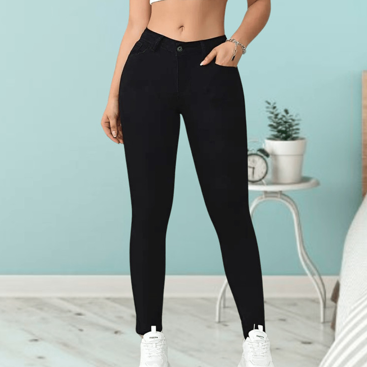 Calça Jeans Preta Skinny Feminina Lavagem Preta  Premium moda versátil lavável todas estações modelo casual