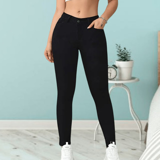 Calça Jeans Preta Skinny Feminina Lavagem Preta  Premium moda versátil lavável todas estações modelo casual