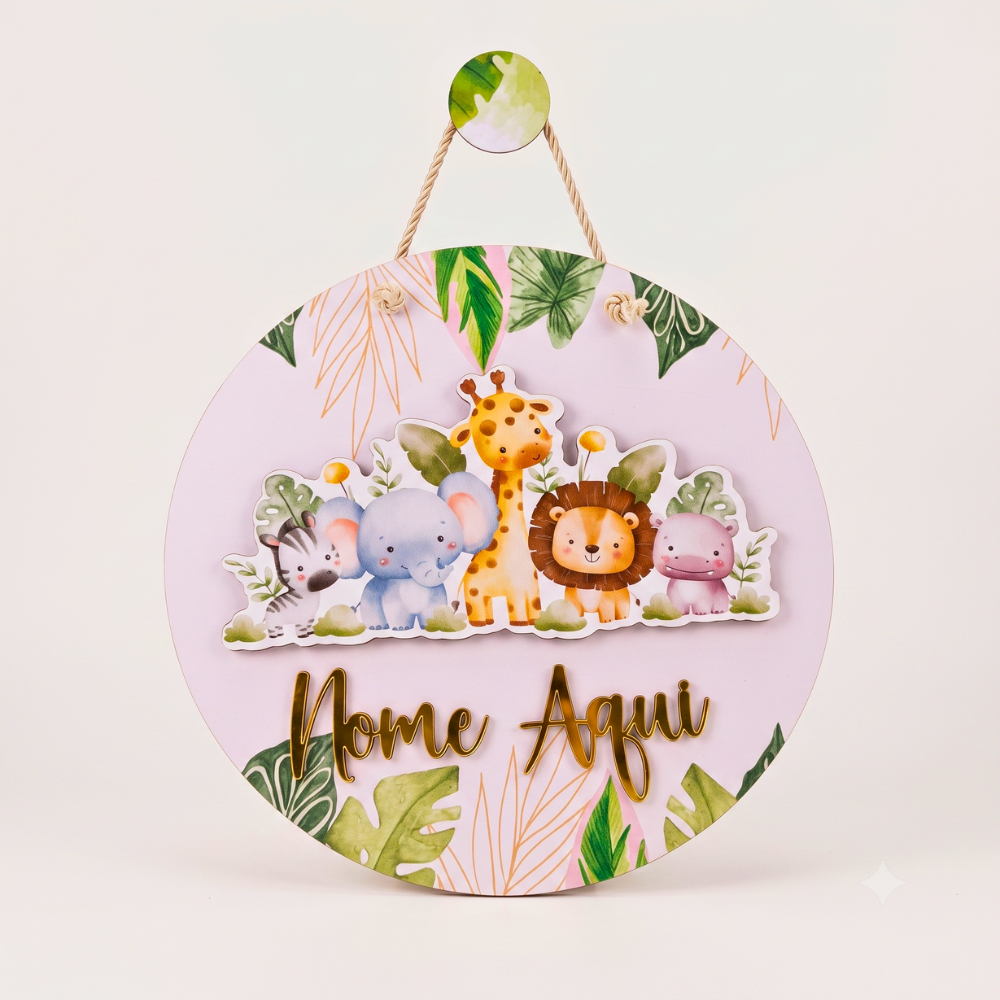 🦁 ENFEITE PORTA MATERNIDADE SAFARI PERSONALIZADO + PENDURADOR INCLUSO — DECORAÇÃO QUARTO INFANTIL MENINO🦁