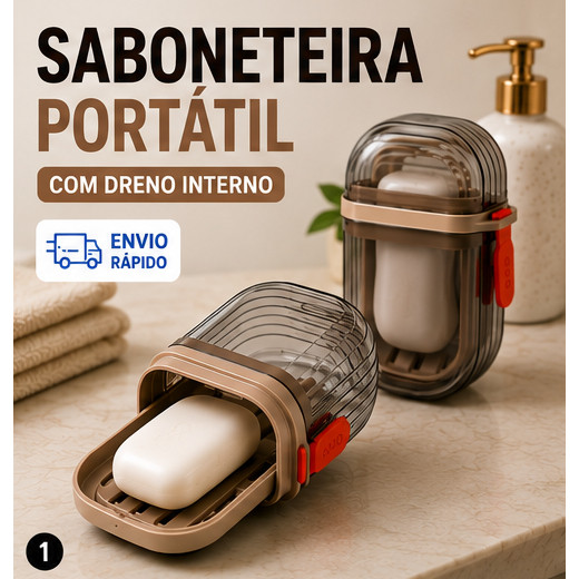 Saboneteira Portátil Para Viagem Porta Sabonete Com Drenagem Interna Tampa Vedada Não Vaza