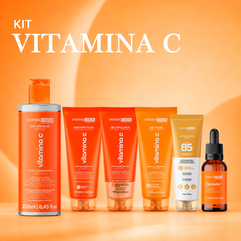 Kit Skincare Completo c/Protetor 85 FPS Beleza e Cuidado Facial para Rotina de Autocuidado Dermachem