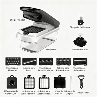 Cortador de Legumes 8 em 1 Multifuncional com Recipiente