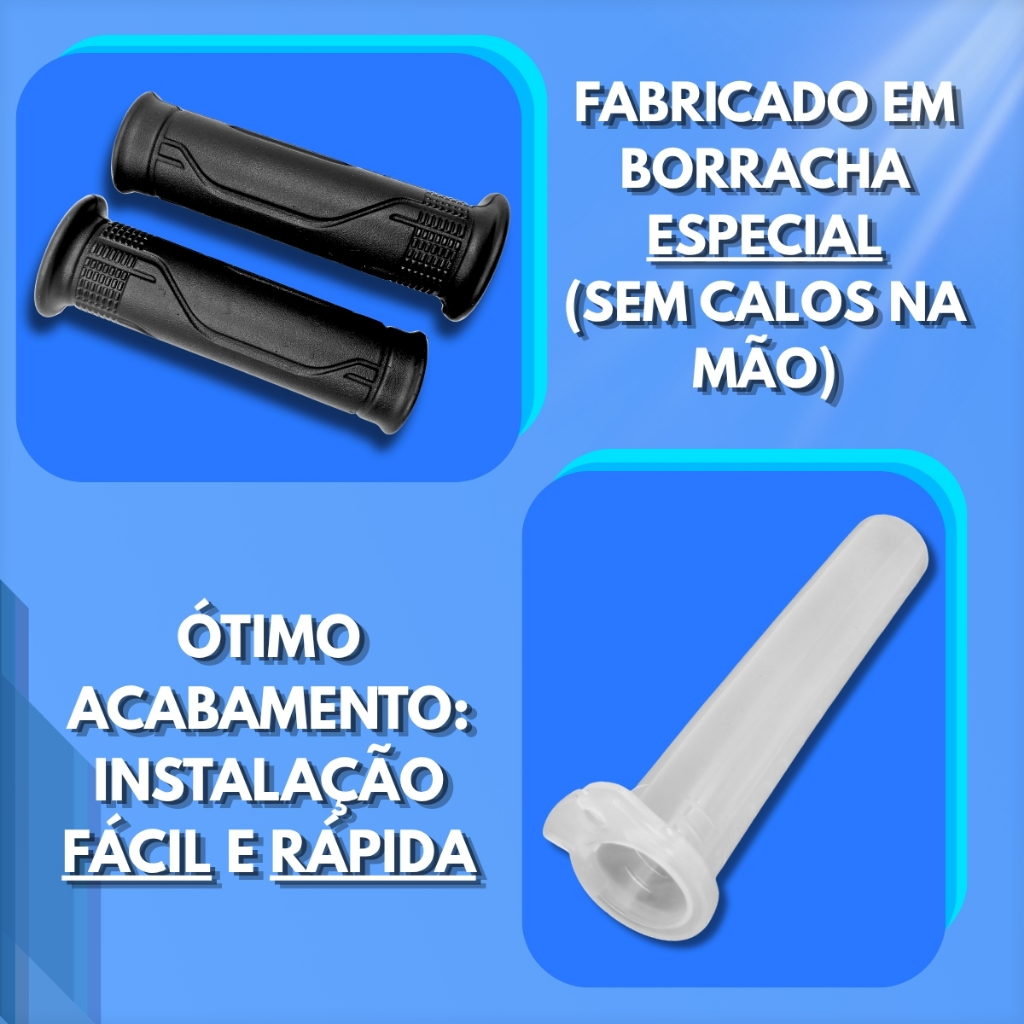 Par de Manopla Riscadinha e Roldana Honda Cg Cargo 160 Titan Fan Start 2016 2017 2018 2019 2020 2021 2022 2023 — imagem 2 de 2