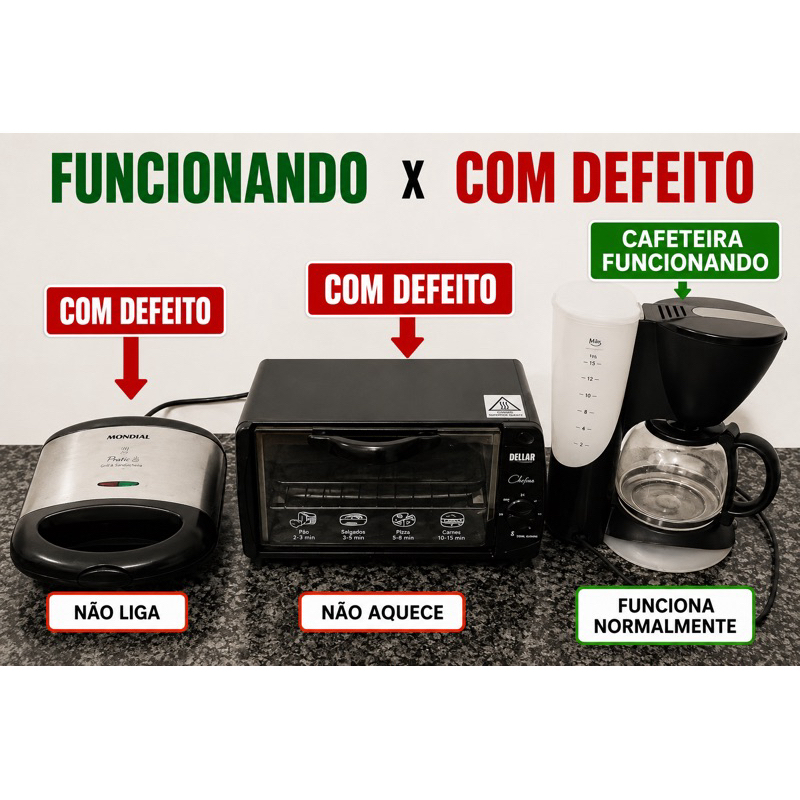 Kit Eletrodomésticos Cafeteira Electrolux + Grill Mondial + Forno Elétrico Leia