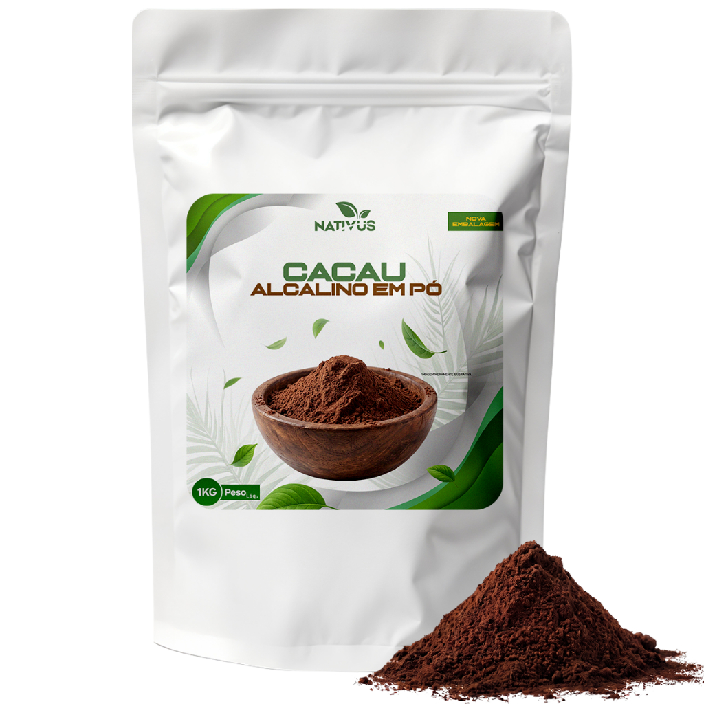 Cacau em Pó 100% Alcalino 1KG Premium Zero Açúcar Sem Glúten Fit Chocolate Bolo Confeitaria Solúvel