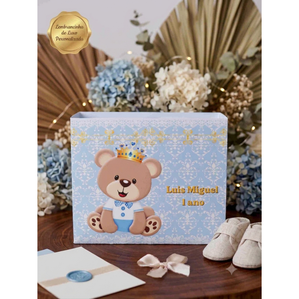 Sacolinha Personalizada Festa Infantil | Lembrancinha Aniversário Ursinho Príncipe | Produzimos Qualquer Tema