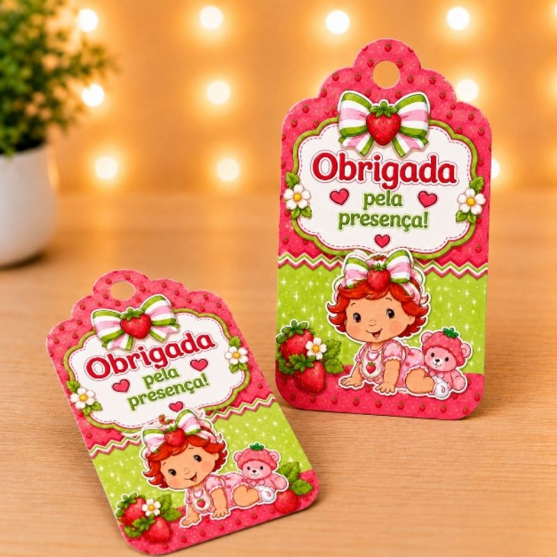 Tag de Agradecimento Moranguinho Baby Personalizado - Lembrancinha - Aniversário - Decoração