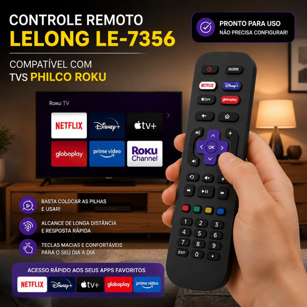 Controle Remoto Compatível Com Philco AOC Roku Smart Tv — imagem 2 de 2