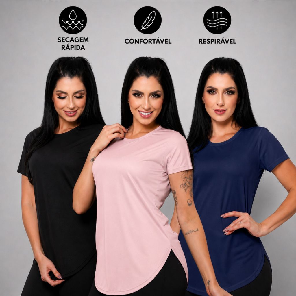 Blusa academia Feminina respirável Academia Dry-Fit Musculação  Caminhada camiseta tapa bumbum Anti Suor, Anti Odor