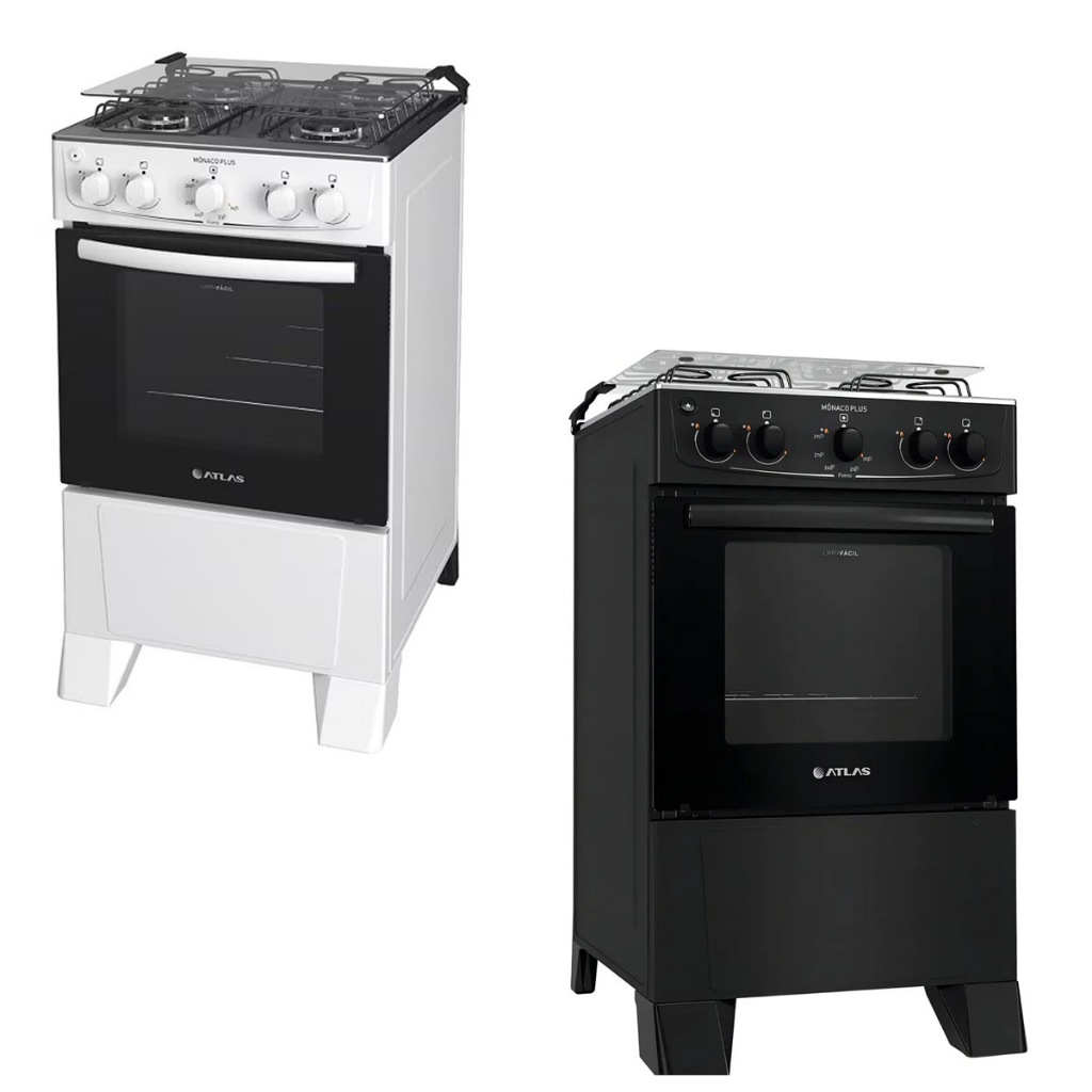Fogão 4 Bocas Atlas Mônaco Plus  Com Mesa Inox E Acendimento Automático Bivolt