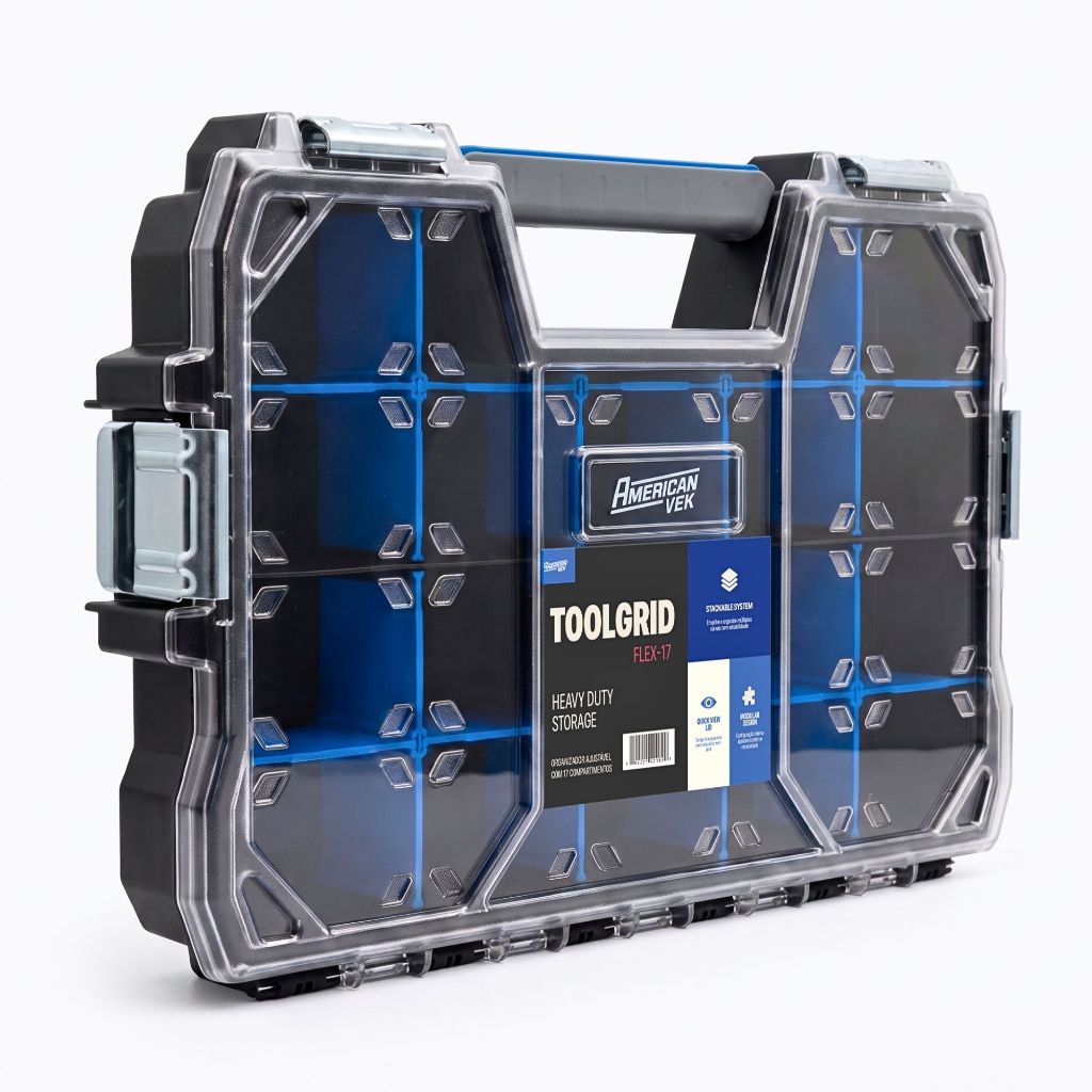 Caixa Ferramenta Organizadora Maleta Modular Toolgrid 10 17 Divisórias Multiuso A Prova D'agua Pesca