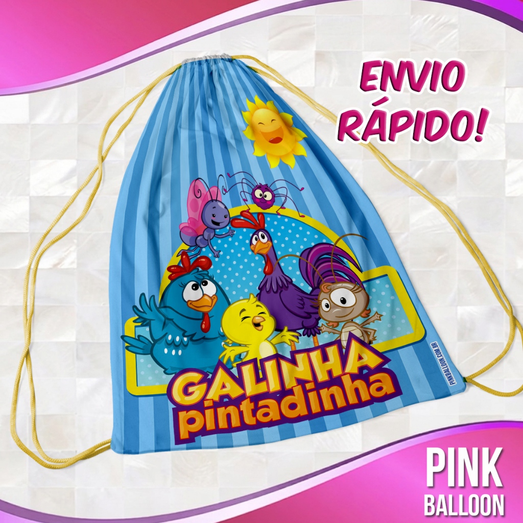 MOCHILINHA GALINHA PINTADINHA 1 (ENVIO RÁPIDO) - SACOLINHA LEMBRANCINHA NÃO PERSONALIZADA