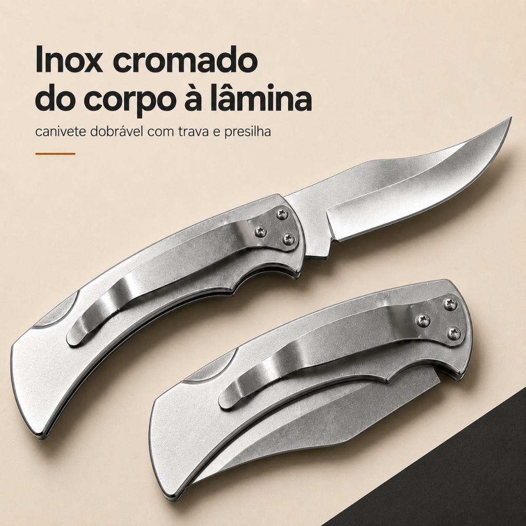 Canivete Zebu Barretos Resistente | Abertura Uma Mão Uso Diário Trava Segurança Clip Bolso Aço Inox Não Enferruja