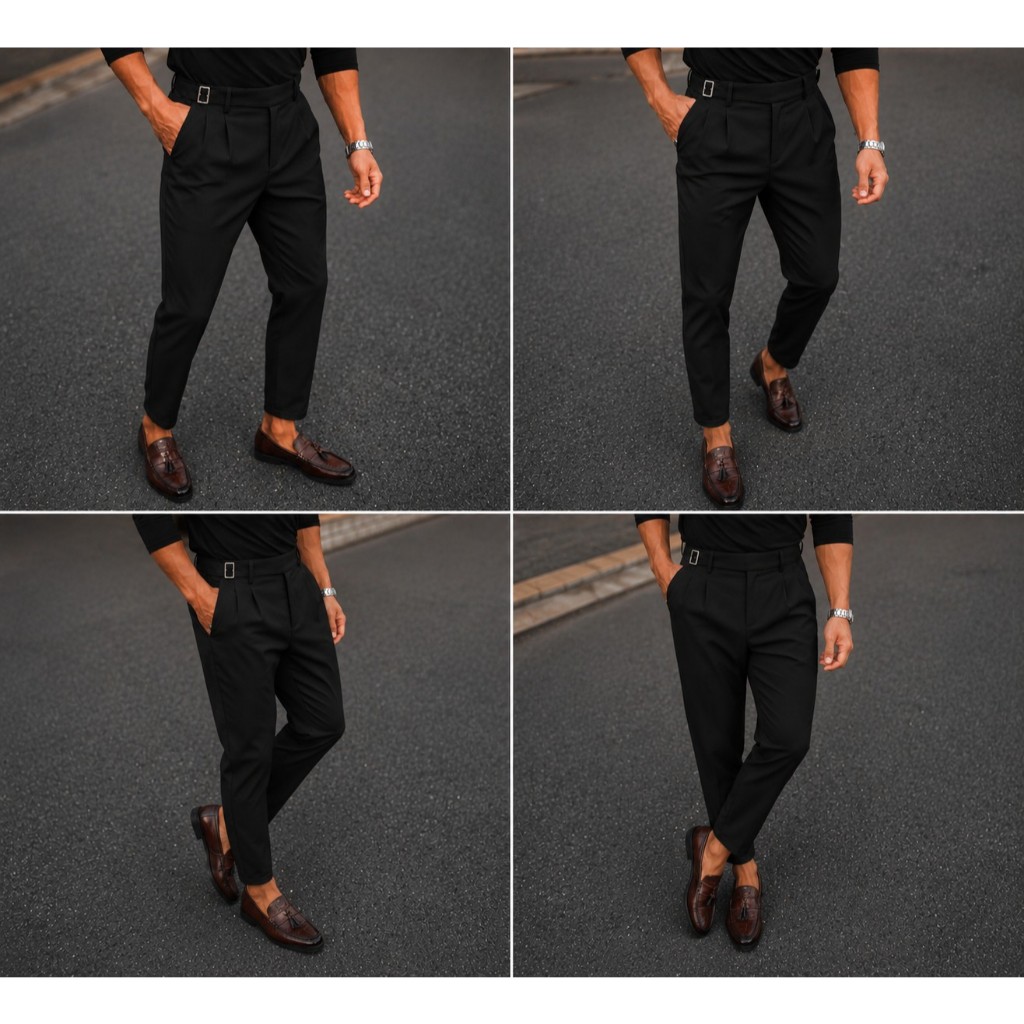 Calça Masculina Alfaitaria Elegante com ajuste Lateral Moderna — imagem 2 de 2