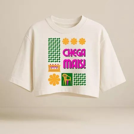 Cropped Oversized Feminino "Chega Mais" – Camiseta Streetwear Estampada em Algodão | Estilo Casual e Moderno