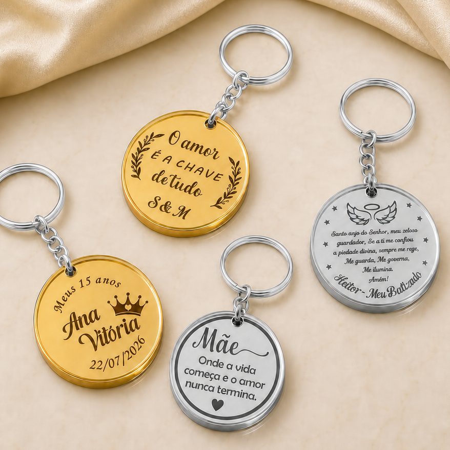 CHAVEIRO PERSONALIZADO EM ACRILICO ESPELHADO - IDEAL PARA LEMBRANCINHA DE ANIVERSARIO, BATIZADO, CASAMENTO E EVENTOS