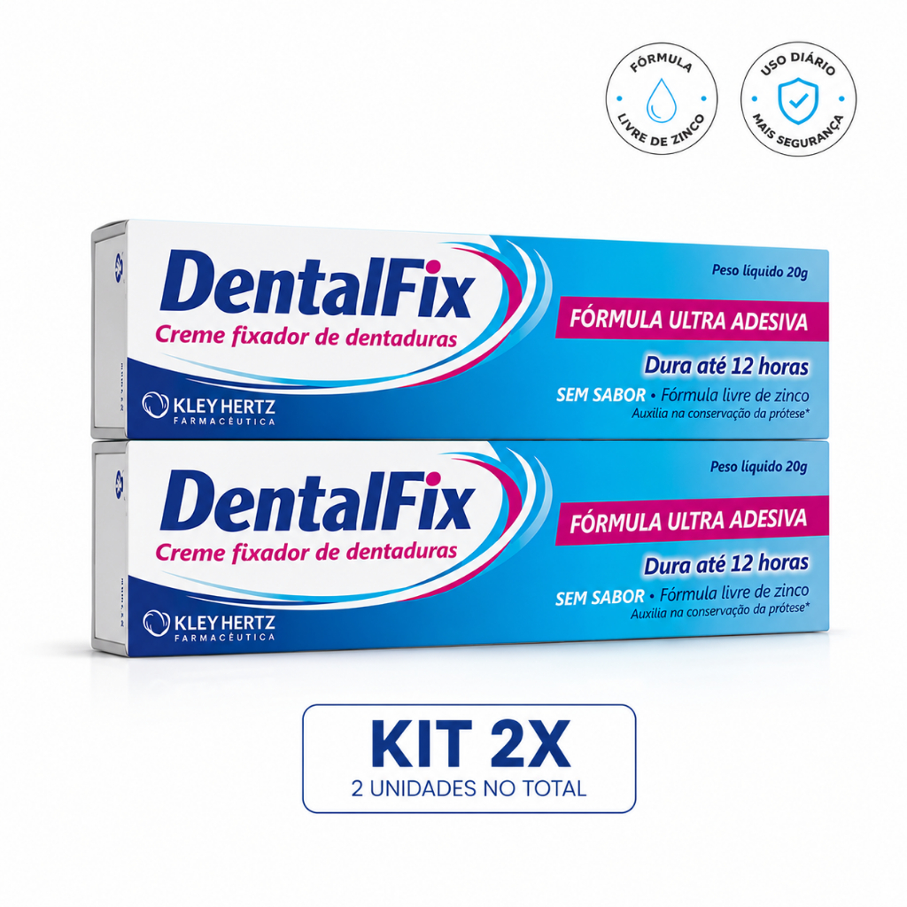 DentalFix Creme Fixador de Dentaduras 20g – Kit com 2 Unidades | Fórmula Ultra Adesiva | Livre de Zinco