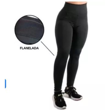 Calça Legging Flanelada Peluciada Térmica Inverno Feminina Suplex Forrada Para Frio Reforçada