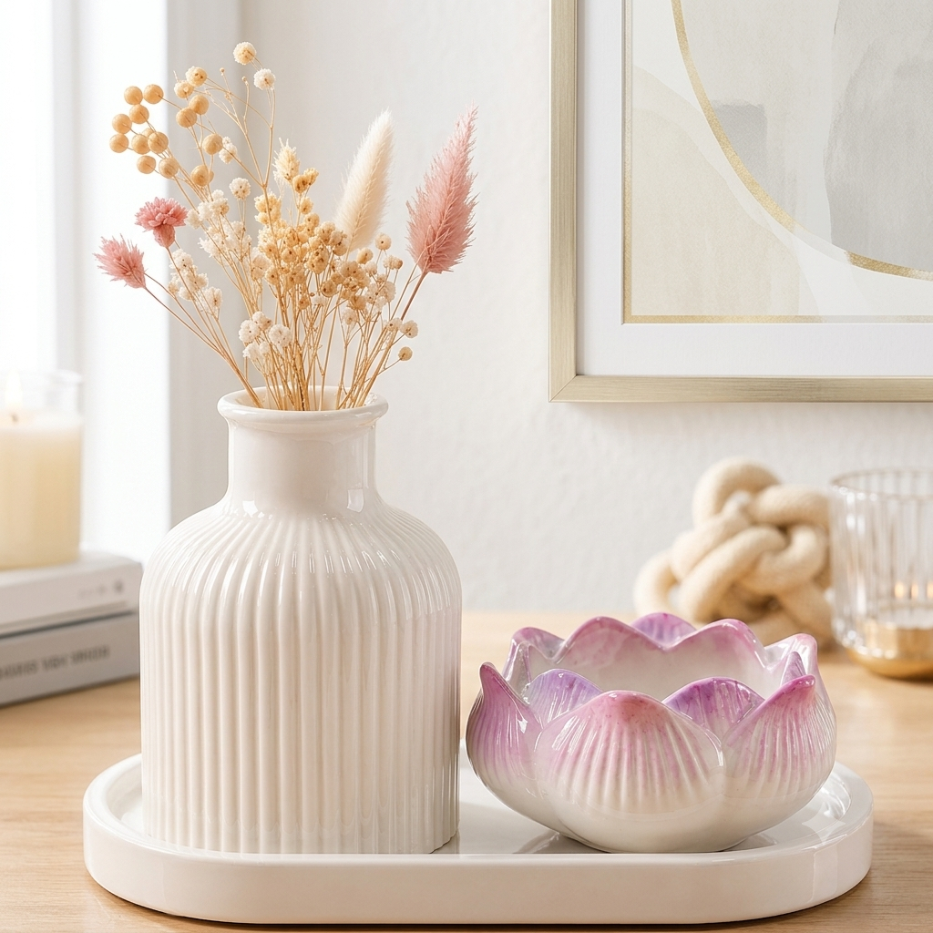 Kit Lótus Artesanal Premium Presente Decoração Delicada Sala Quarto Enfeite Escritório Aparador