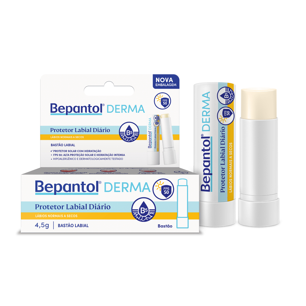 Bepantol Derma Protetor Labial Diário Hidratante FPS 50, 4,5g