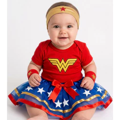 Body Bebê Mêsversário Temático Mulher Maravilha Super Confortável Linha Premium