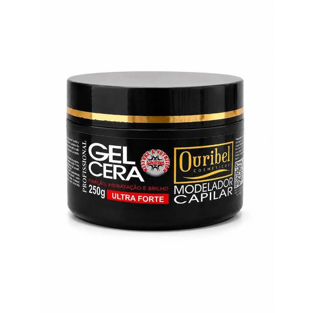 Gel Cera Ouribel Ultra Forte 250g Modelador Capilar Para Baby Hair e Acabamento Profissional ```