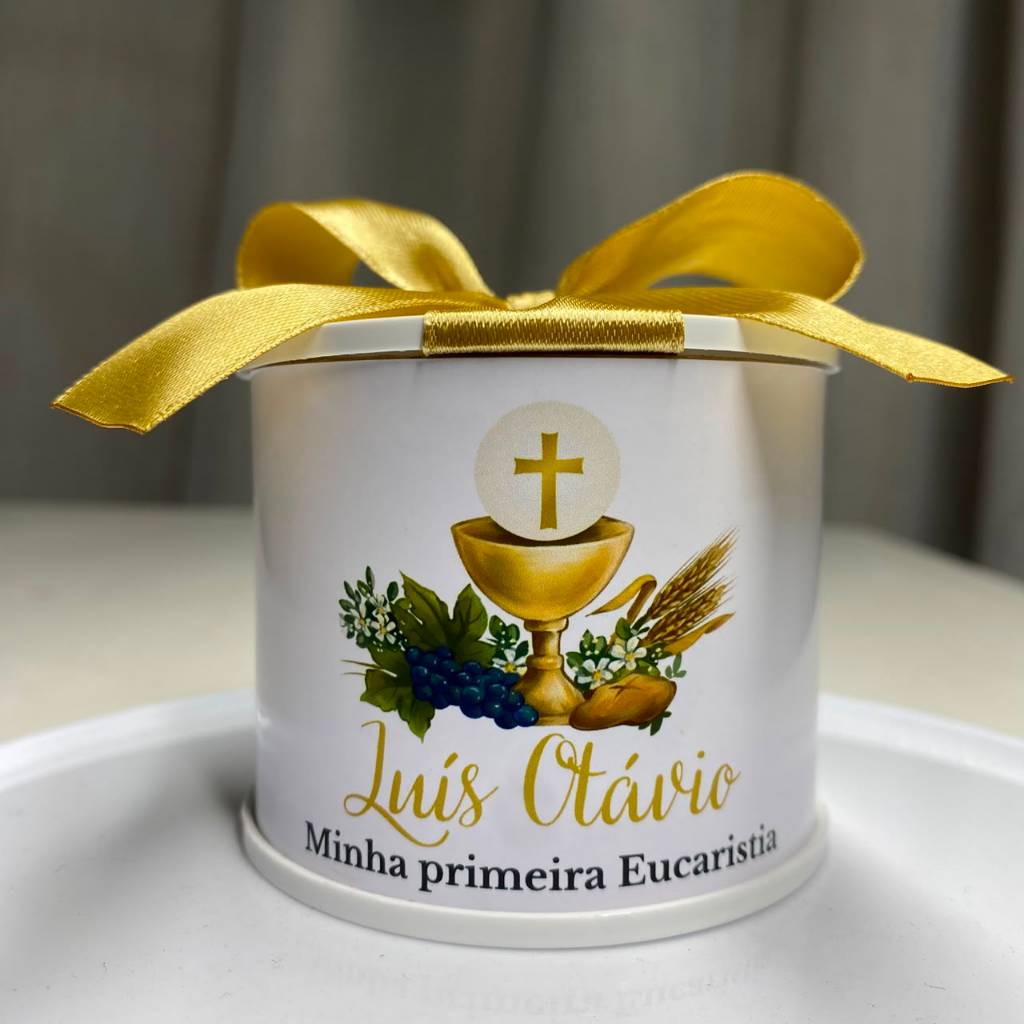KIT TUBOLATAS PERSONALIZADAS PRIMEIRA EUCARISTIA 5X6CM - LEMBRANCINHA