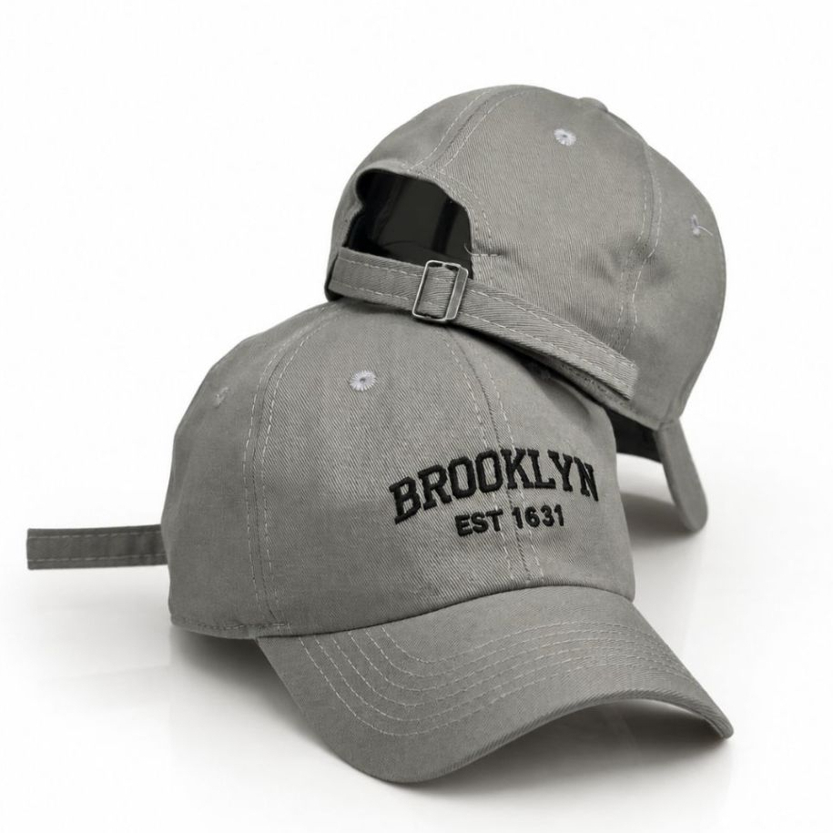 Boné de Beisebol Brooklyn Bordado Retrô Premium Ajustável Aba Curva