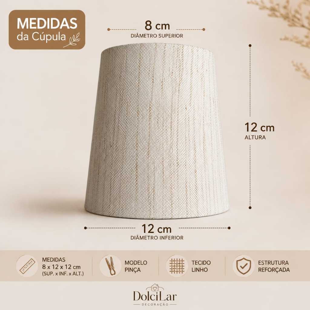 kit 6 Cúpula para  Lustre Luminárias abajur arandela luminária 8x12x12 pinça em tecido