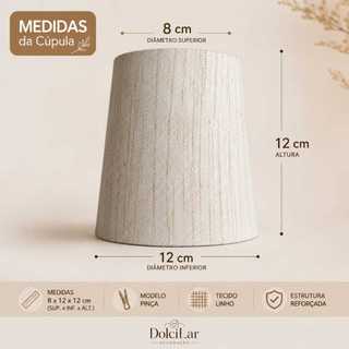 kit 6 Cúpula para  Lustre Luminárias abajur arandela luminária 8x12x12 pinça em tecido