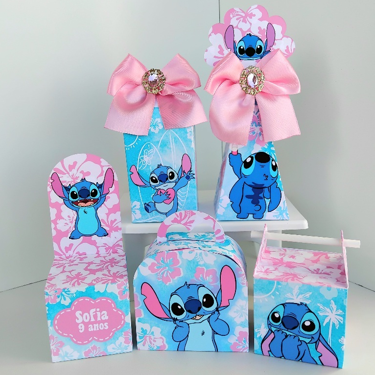 Kit Caixas Personalizados Stitch DESMONTADO / Lembrancinha de festa / Aniversário