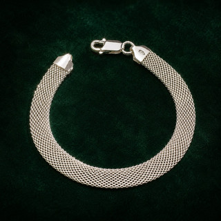 Pulseira Esteira Grossa Prata 925 Feminina Design Moderno