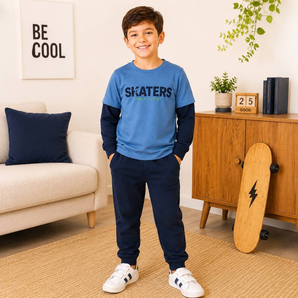 Conjunto Masculino Infantil Meia Estação Blusa Manga Longa e Calça | Confortável, Casual e Estiloso