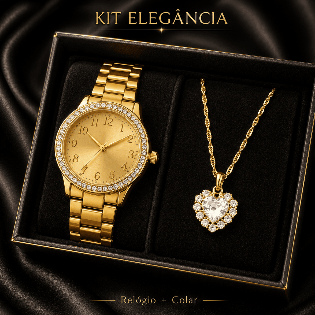 Kit Feminino Presente Relógio + Colar Conjunto Noiva Madrinha Namorada
