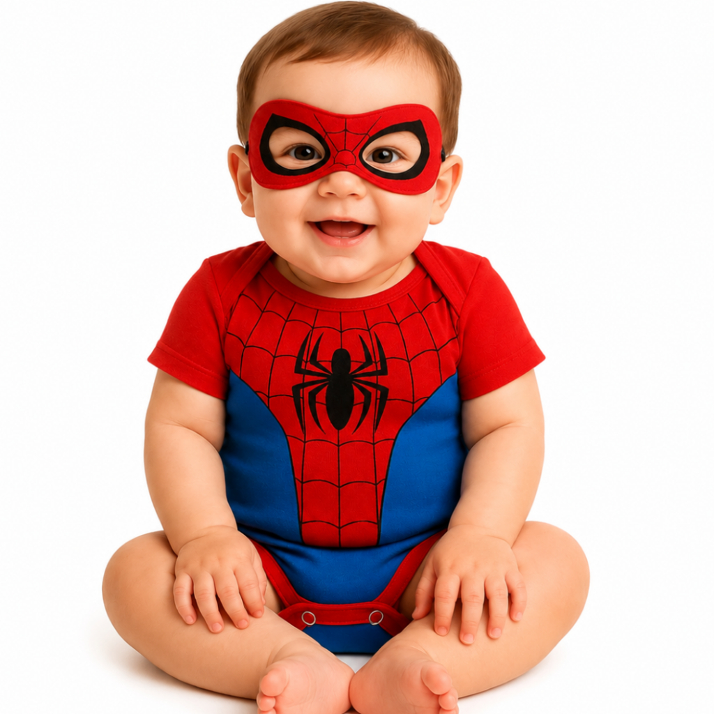 Body Bebê Infantil Mêsversário Temático Homem Aranha Super Confortável Linha Premium