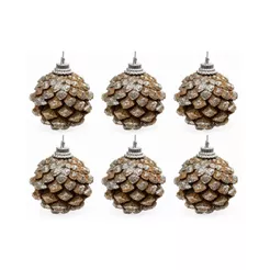 Kit 6 Pinha Enfeite Decoração De Árvore de Natal