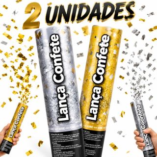 Lança Confete Prata Dourado 30 cm –Chuva de Prata Metalizado Para Festa, Casamento, Formatura Ou Chá Revelação