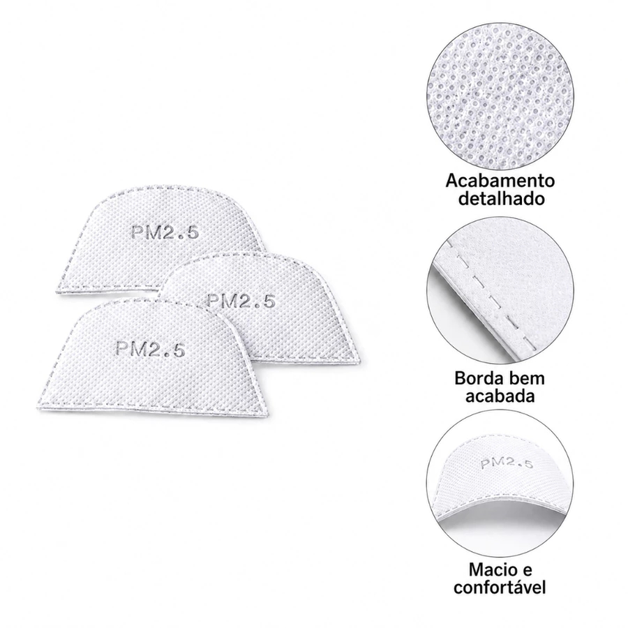 Kit 10 Filtros Pm2.5 Máscara Proteção Facial Epi Branco — imagem 2 de 2