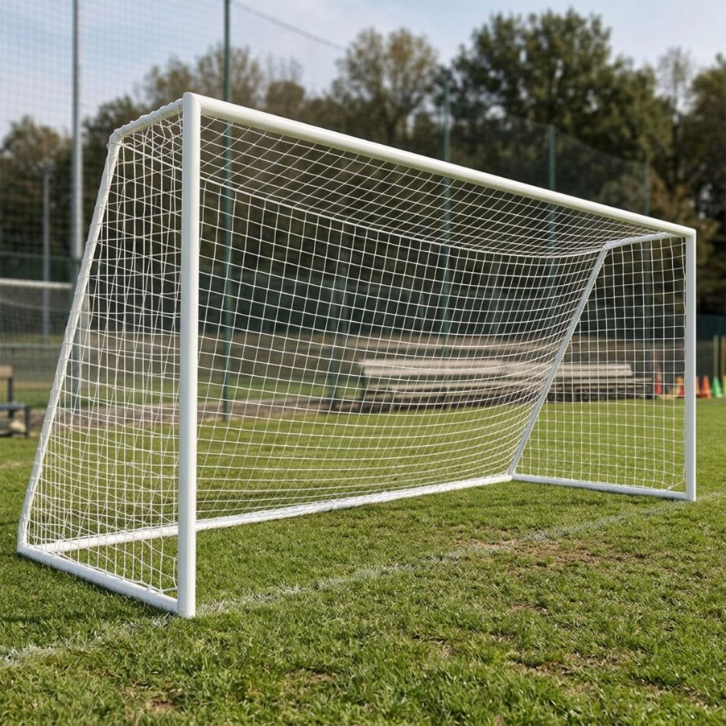 Par de Rede de Futebol Campo Quadrada Sem Nó Fio 4 Seda Sports Mania