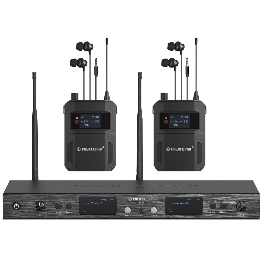 Phenyx Pro PTM-22 - Sistema De Monitoramento Sem Fio In-Ear Profissional UHF