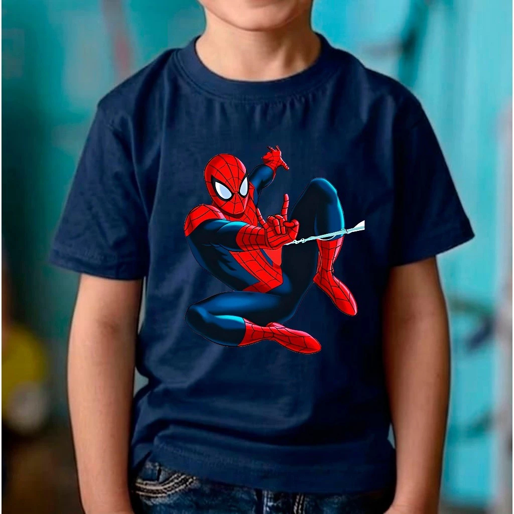 Camiseta Homem Aranha Infantil Masculino Camisa Leve Macia Premium 100% Algodão Estampada Meninos Herói Spider
